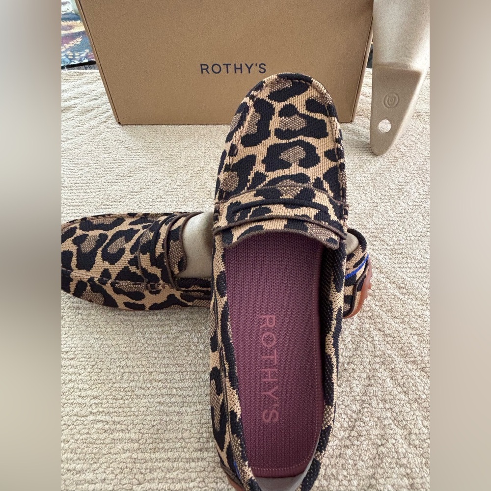 Rothy's Tan and Black Animal Print Loafers - Picture 4 of 5